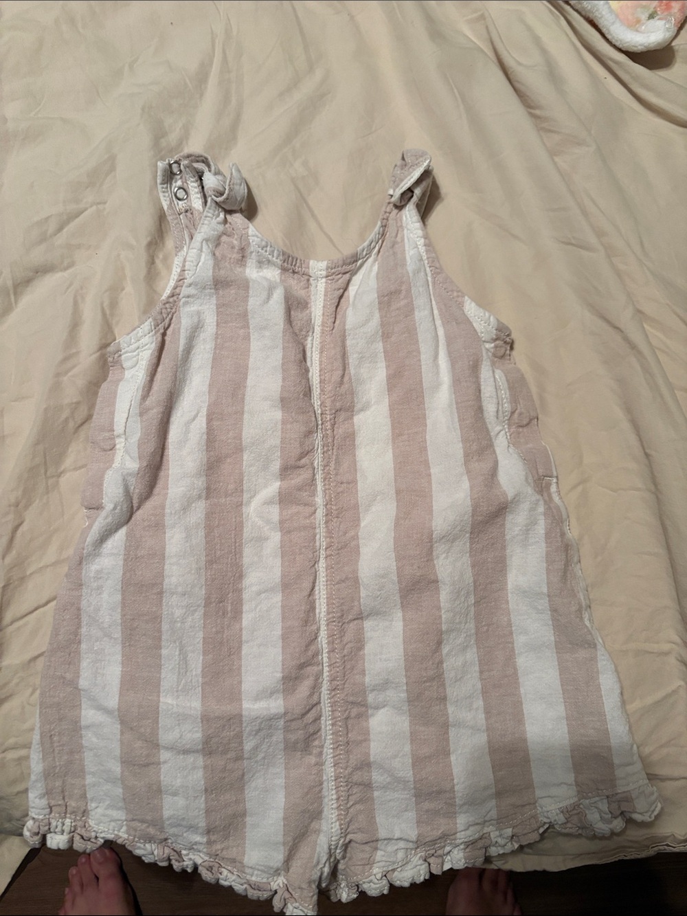 Striped Pink & White Kids One-Piece Footie Romper